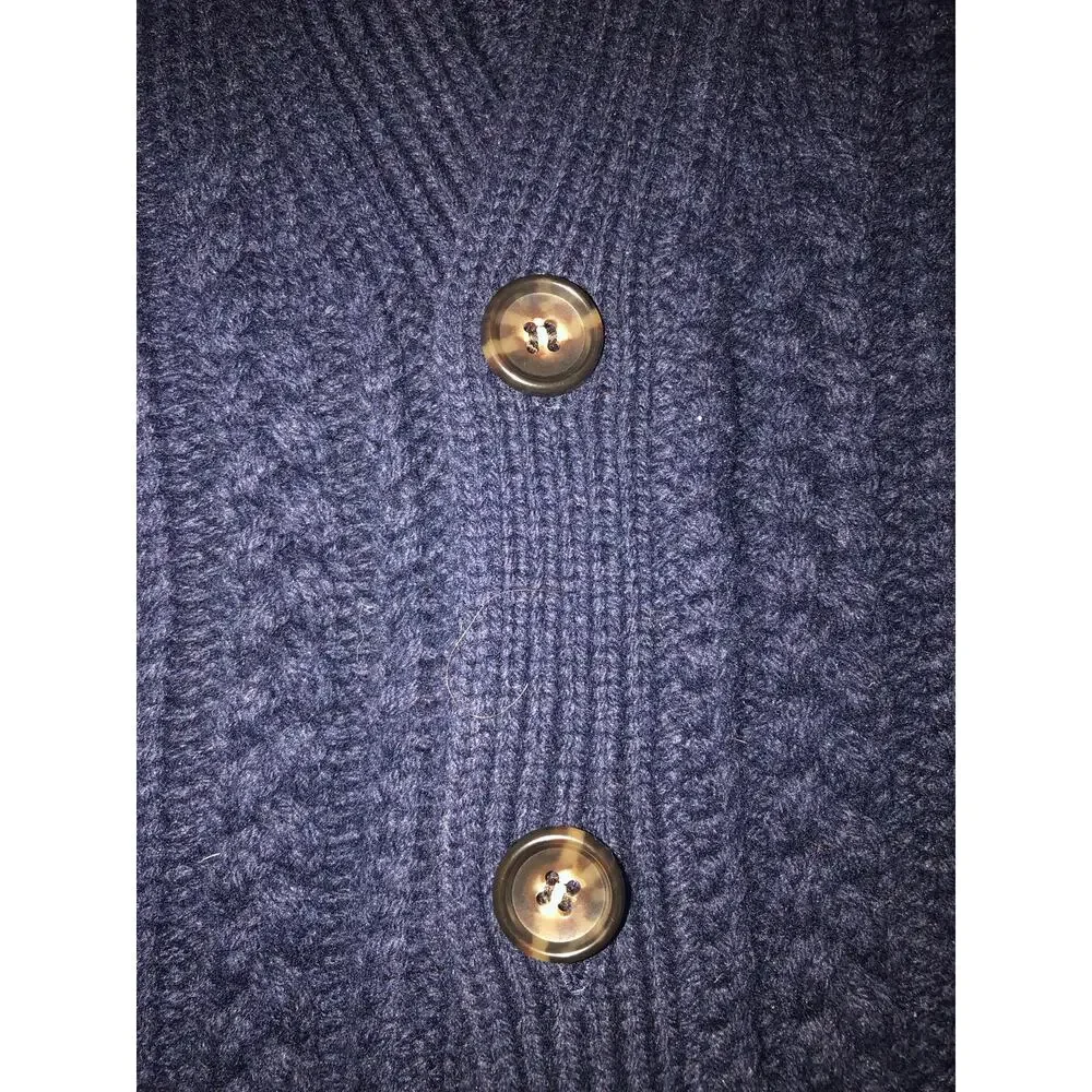 Jcrew Sweater Vest Mens Size L Blue Cable Knit Merino Wool Fisherman Preppy
